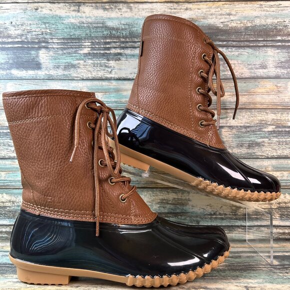 JBU Shoes - JBU by Jambu Maplewood Womens 6.5 Rain Boot Brown Waterpoof Lace Up Lightweight